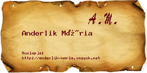 Anderlik Mária névjegykártya